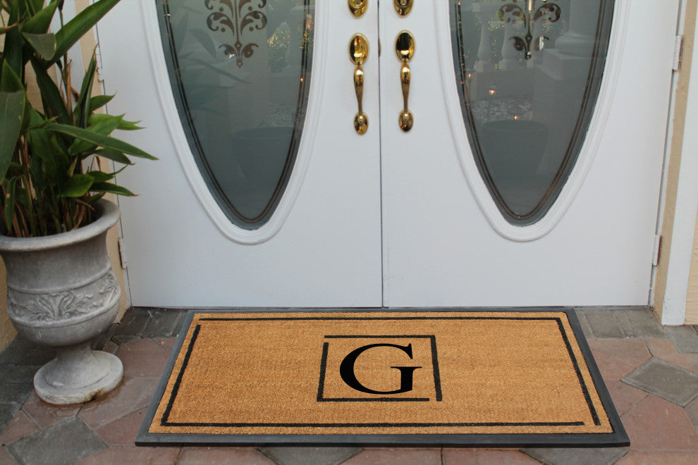 A1HC Hand-Crafted 24"x48" Rubber Coir Double-Single Monogrammed, G