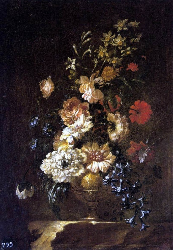 Francisco Perez Sierra Vase of Flowers Premium Canvas Print