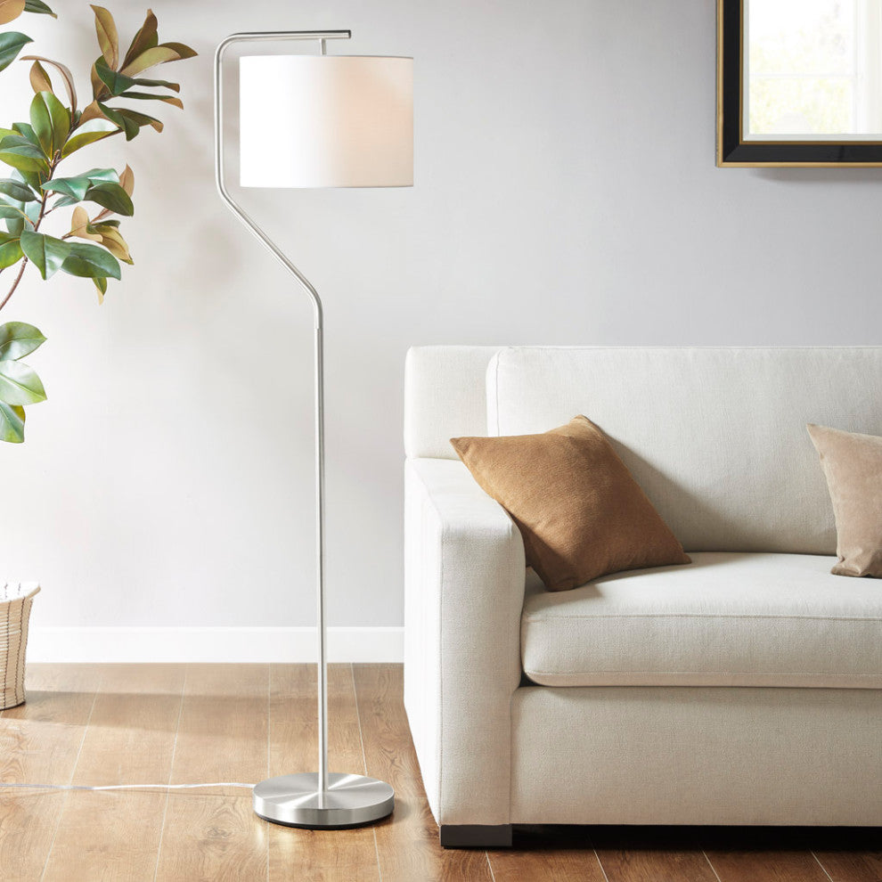 510 Design Angular Arched Metal Floor Lamp, Silver
