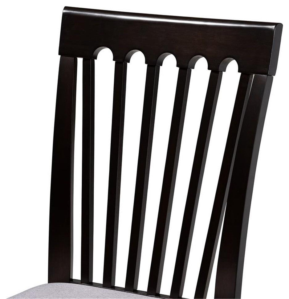 Minette Gray Fabric Upholstered Espresso Browned Wood 5-Piece Dining Set