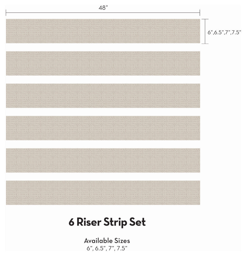 Burlap Hash Pattern Peel and Stick Stair Riser Strips, Desert Taupe, 48"w X 6"h, 6 Pack