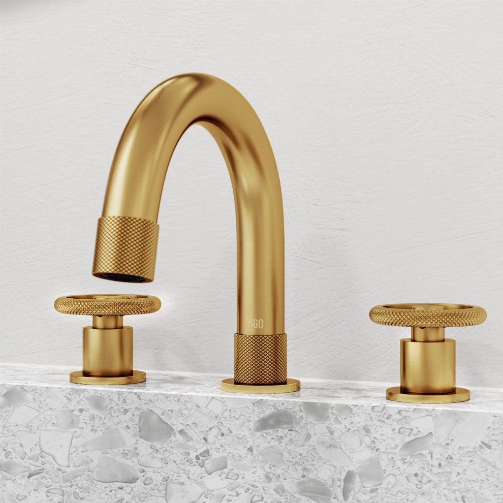 VIGO Wythe 8" H 2-Handle Widespread Bathroom Faucet, Matte Brushed Gold