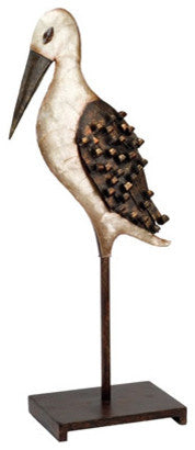Metal Pelican Sculpture on Stand
