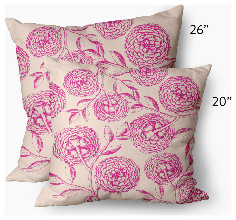 Antique Flowers Decorative Throw Pillow, Orchid, 26"x26"