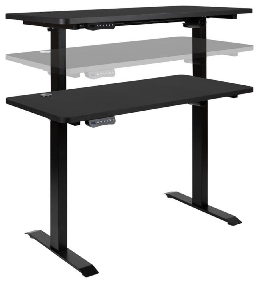 Electric Height Adjustable Standing Desk - Table Top 48" Wide - 24" Deep (Black)