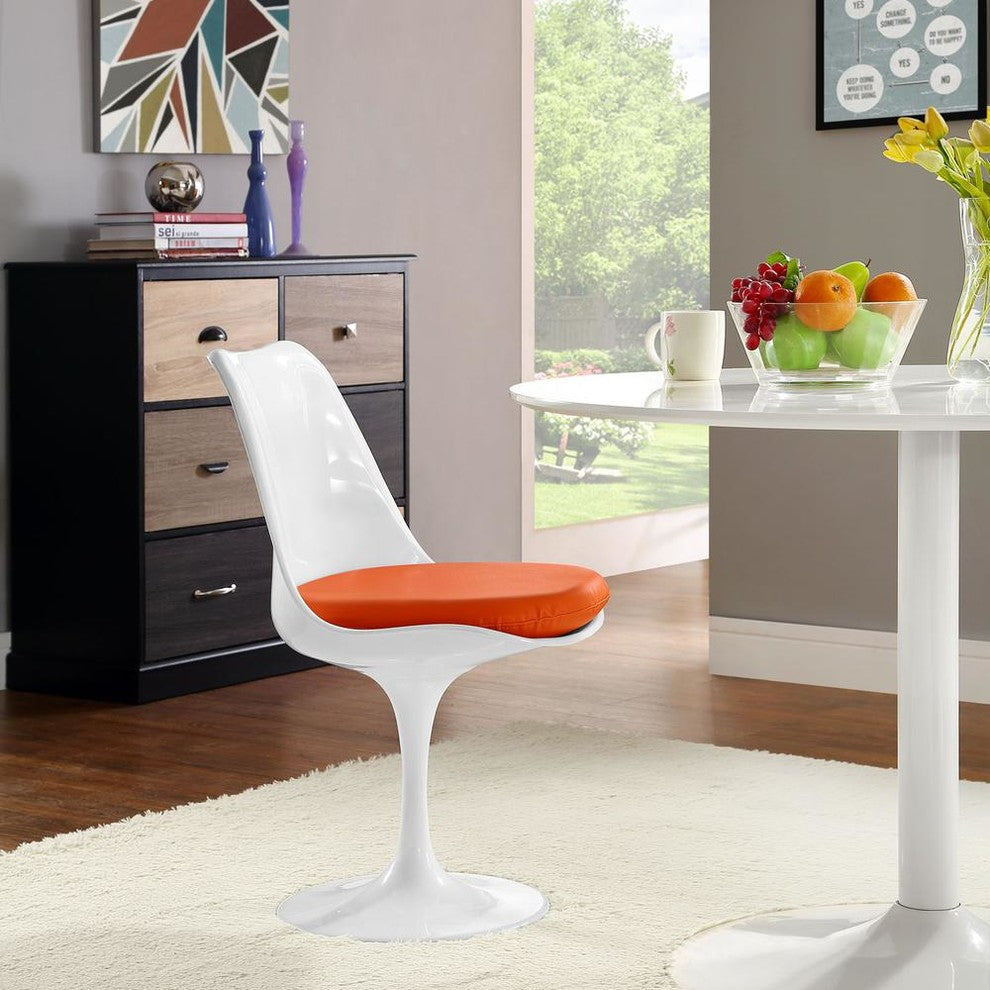 Modern Orange Tulip Dining Vinyl Side Chair