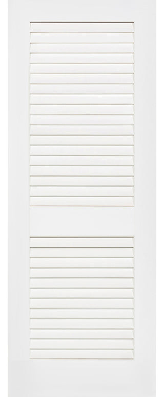 Louver Louver Plantation Interior Door Slab, White Wood Solid Core, 80"x28"