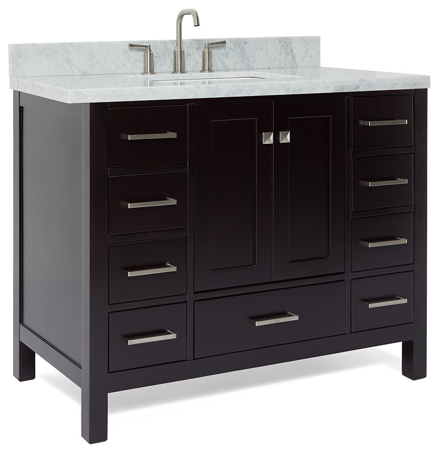 Cambridge 43" Bath Vanity With Marble Top With White Basin