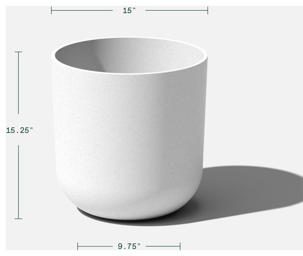 Pure Series Kona Planter, White, 15", 2 Pack