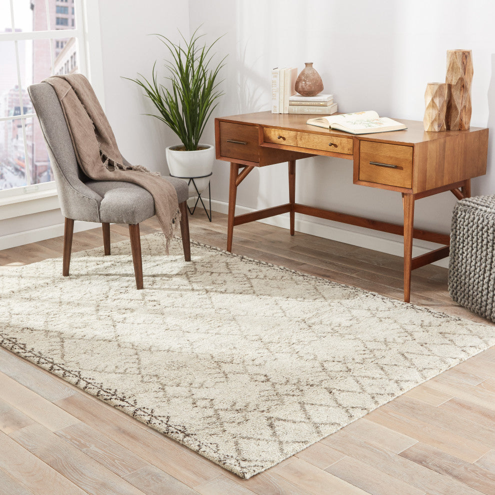 Jaipur Living Zola Hand-Knotted Geometric Ivory/Brown Area Rug, 8'x10'