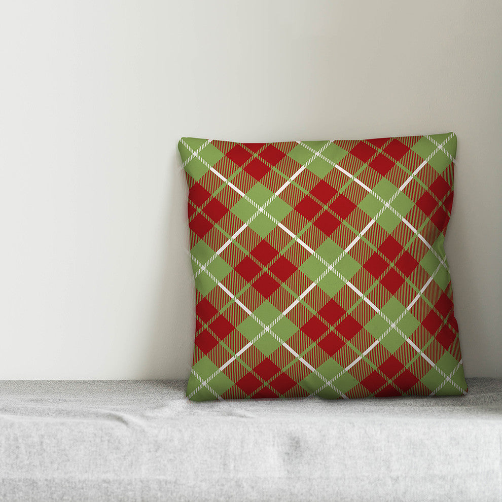 Christmas Plaid 18"x18" Throw Pillow Cover