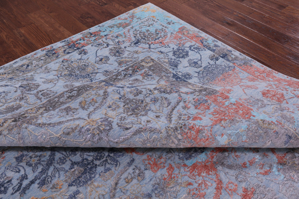 8' 11" X 12' 0" Persian Wool and Silk Hand Knotted Rug Q11787
