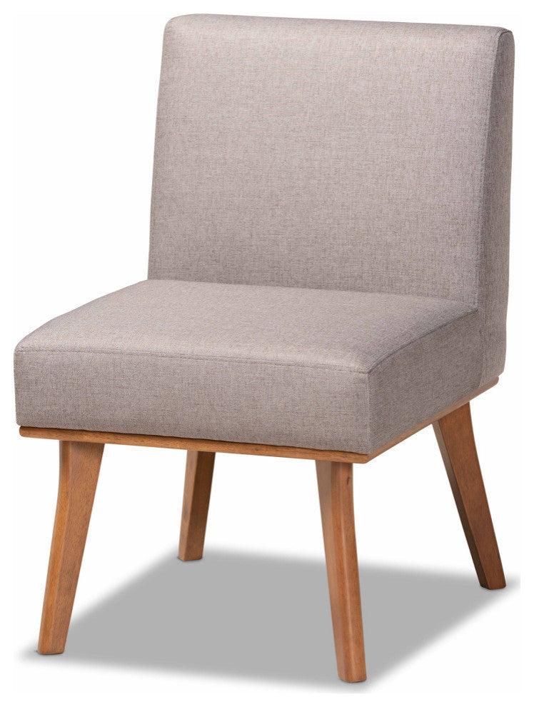 Christel Mid-Century Gray Fabric and Walnut Brown Wood Dining Chair
