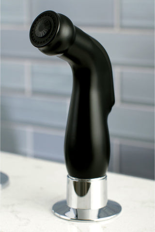 Gourmetier Single-Handle Kitchen Faucet w/Sprayer, Matte Black/Polished Chrome