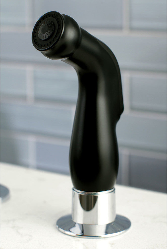 Gourmetier Single-Handle Kitchen Faucet w/Sprayer, Matte Black/Polished Chrome