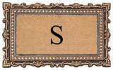Carson Bronze/Beige Rubber And Coir 24"x36", Monogrammed Doormat, S