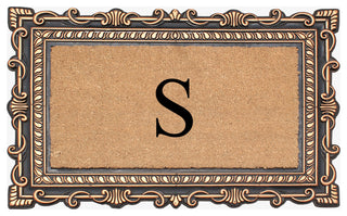 Carson Bronze/Beige Rubber And Coir 24"x36", Monogrammed Doormat, S