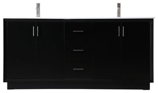 72" Double Bathroom Vanity, Black