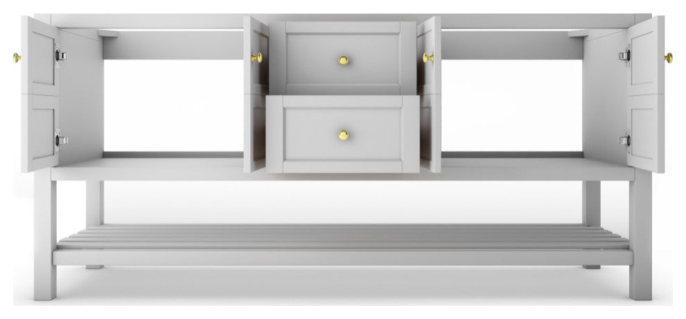 CastelloUSA Alicia 72" Freestanding Vanity, Base Only, White, Gold Handles