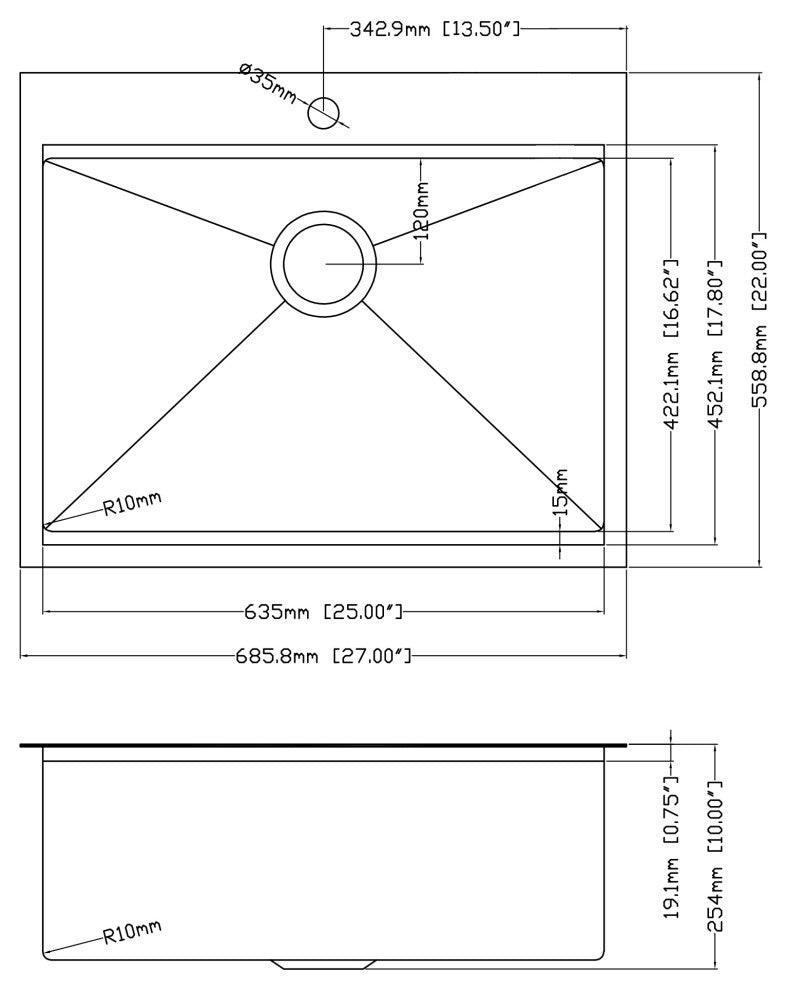 Drop In Stainless Steel Single Bowl Workstation Kitchen Sink, Gunmetal Black, 27 X 22