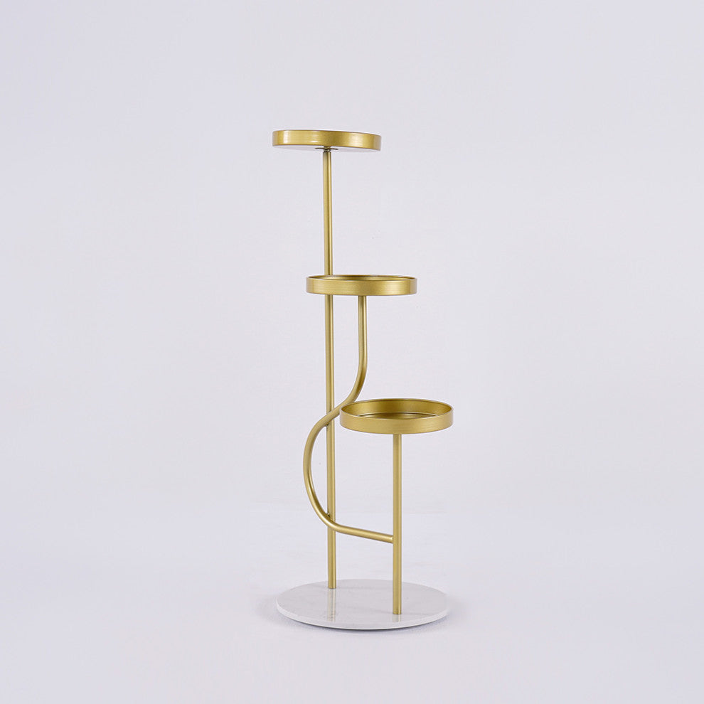 42.5" Tall Metal Plant Stand 3 Tier Modern Corner Ladder Planter in Gold