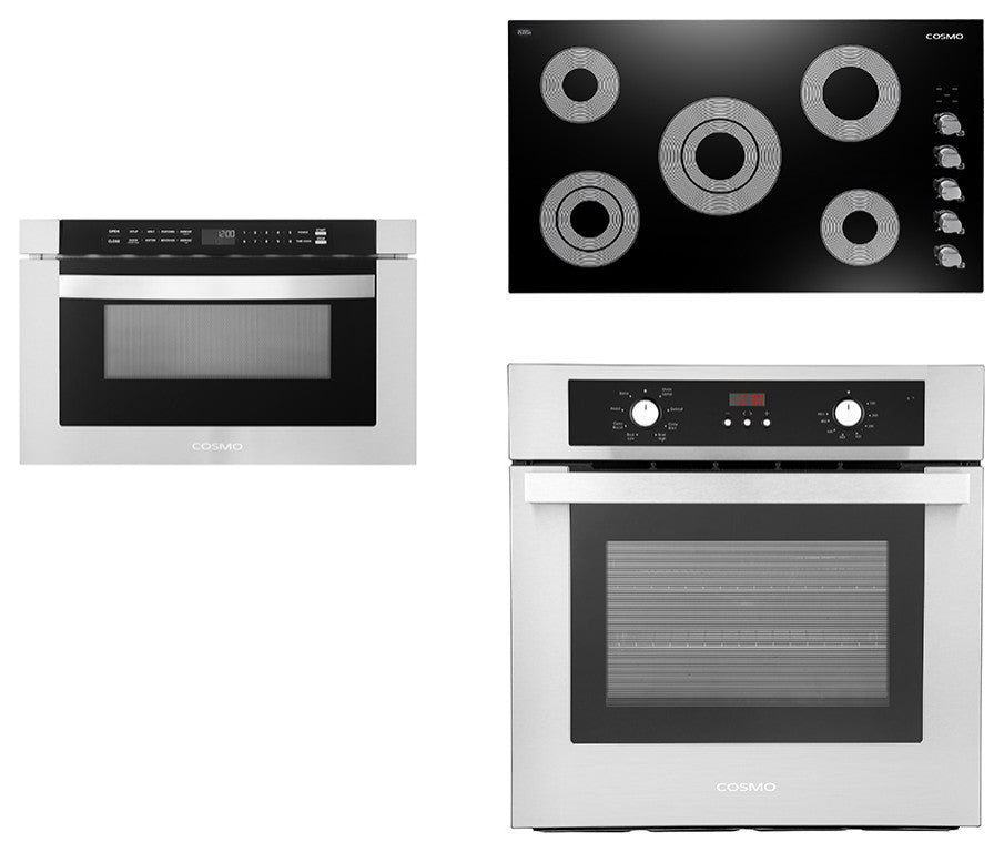 3PC Package, 36" Electric Cooktop 24" Microwave Drawer 24" Electric Wall Oven