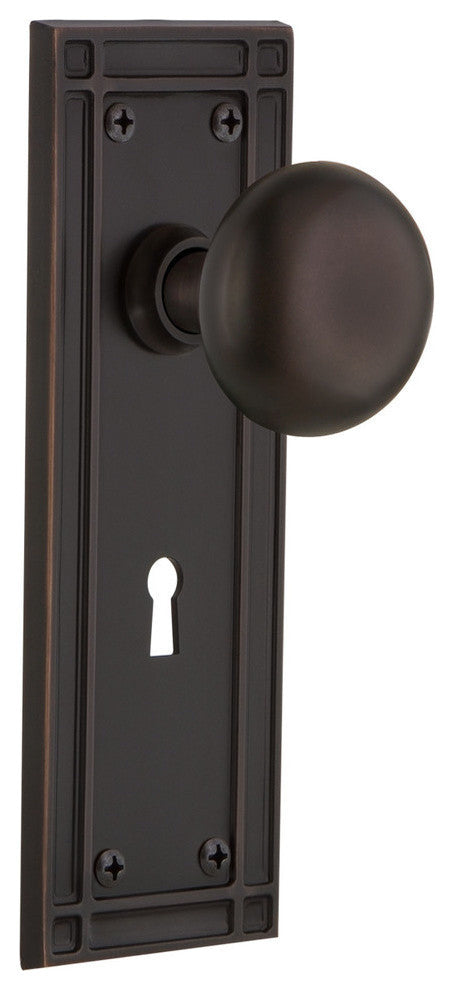 Mission Plate with Keyhole Single Dummy New York Door Knob