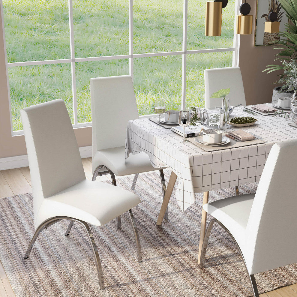 Furniture of America Duell White Faux Leather Dining Chair (Set of 2)