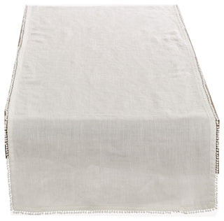 Pomponin Collection PomPom Design Table Runner, Ivory