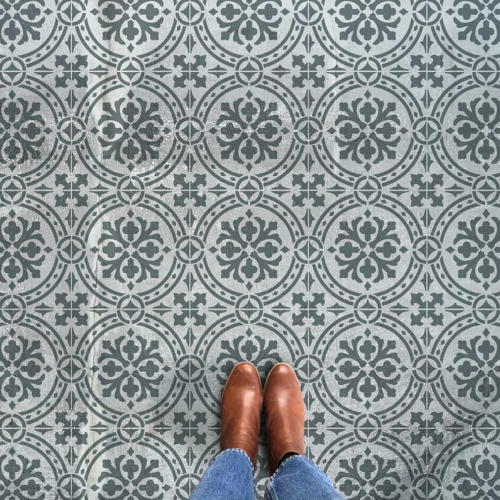 Calista Tile Stencil, Cement Tile Stencils, DIY Faux Tiles, Extra Large