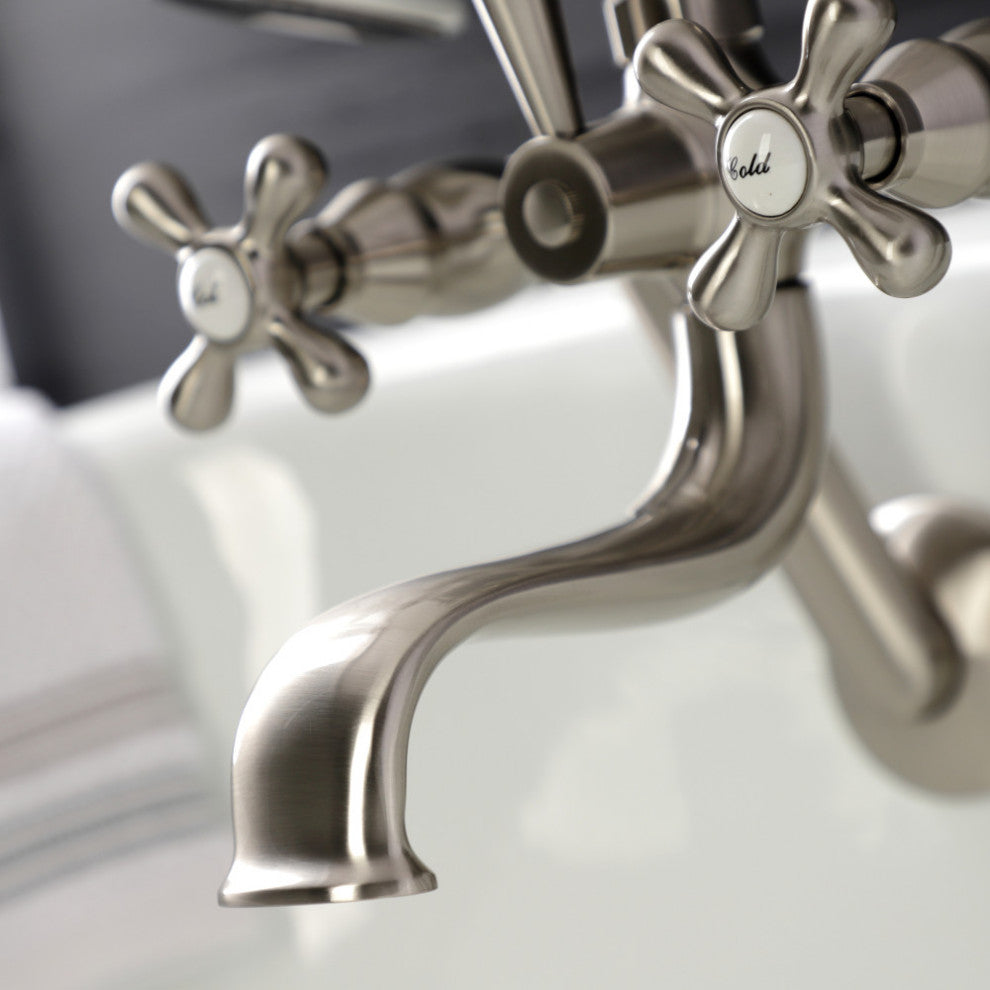 KS229SN Tub Wall Mount Clawfoot Tub Faucet With Hand Shower, Brushed Nickel