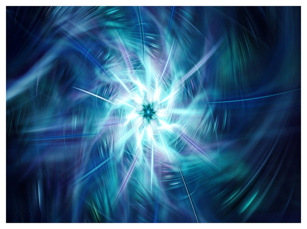 Splaying Bright Blue Fireworks, Floral Canvas Art Print, 40"x30"