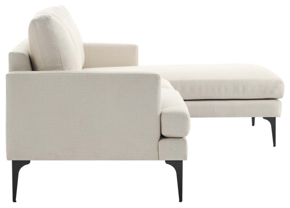 Sectional Sofa Couch, Beige, Fabric, Lounge Living