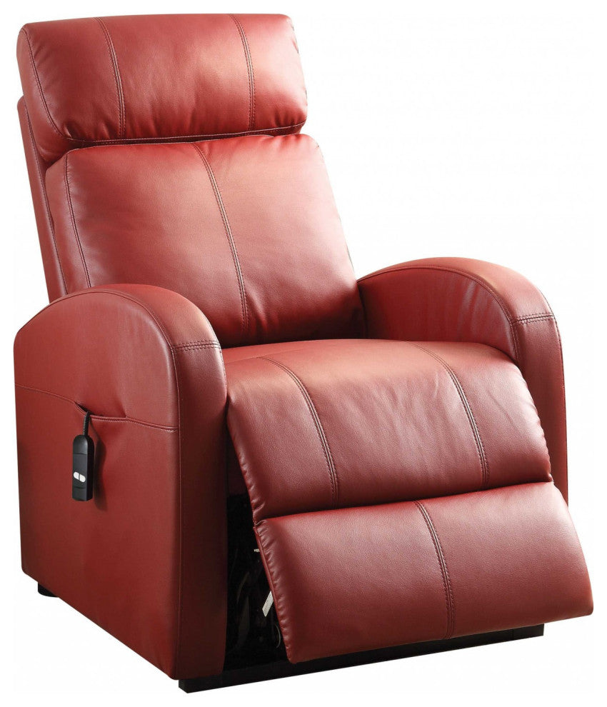 HomeRoots Faux Leather Power Motion Lift Recliner, Red