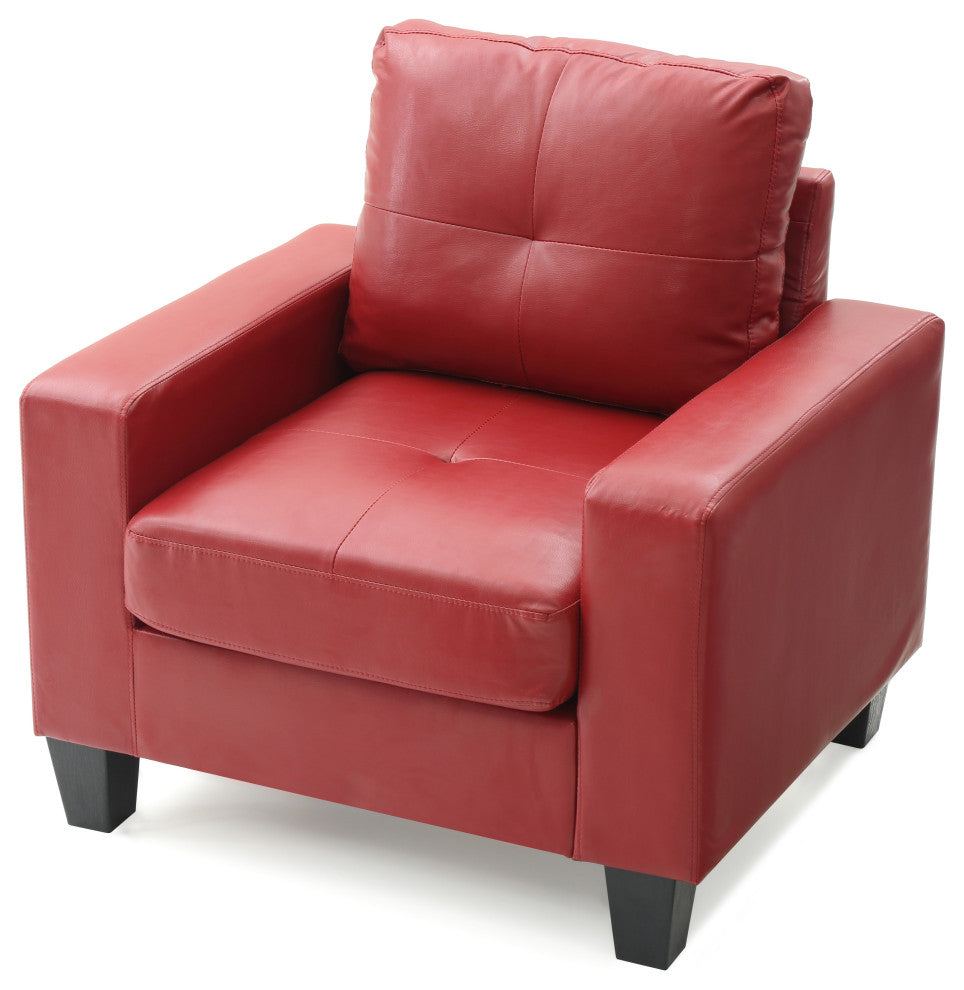 Newbury Faux Leather Club Chair, Red