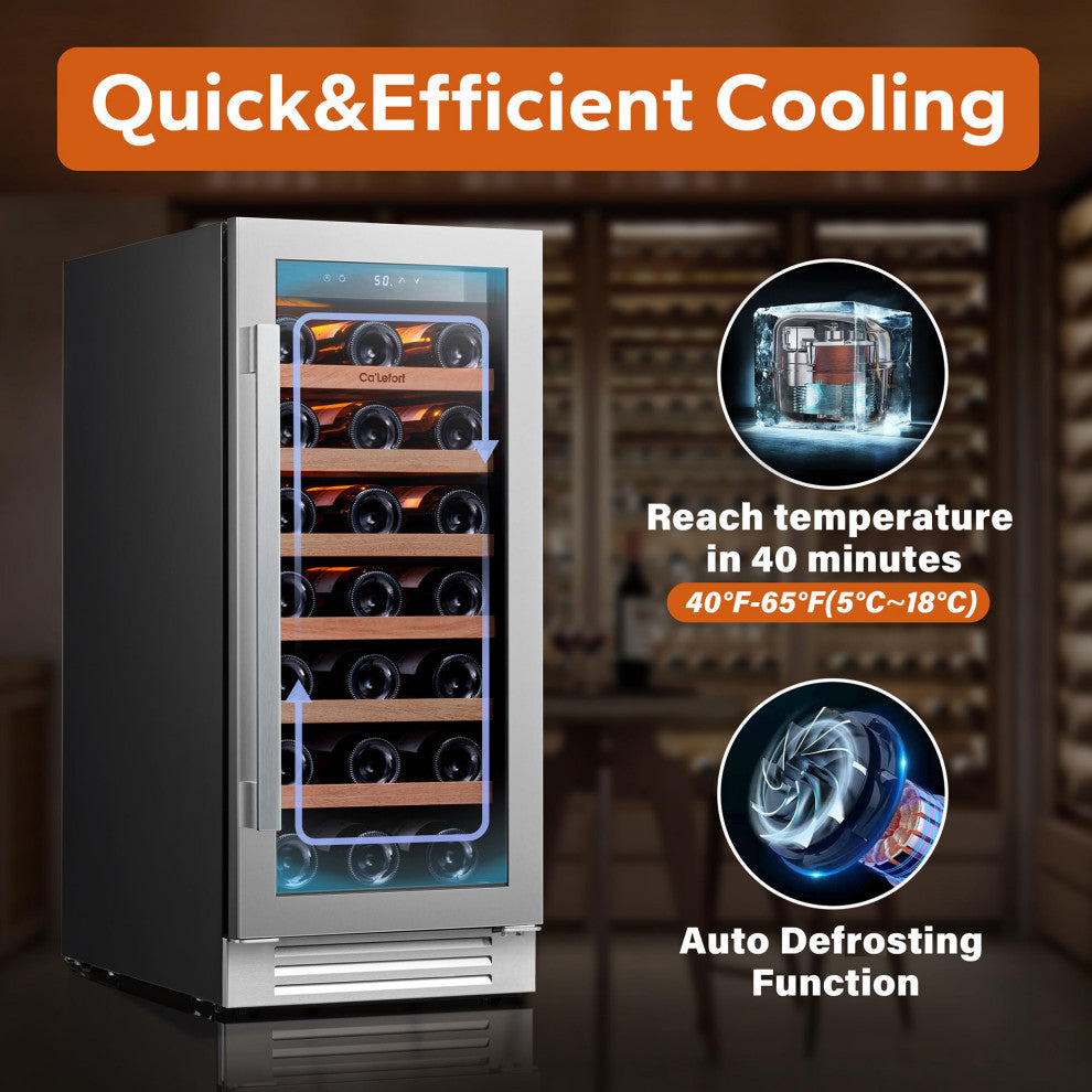 Ca"™Lefort 15" Wine Fridge: 33 Bottle, Built-In/Freestanding, Home/Bar/Kitchen