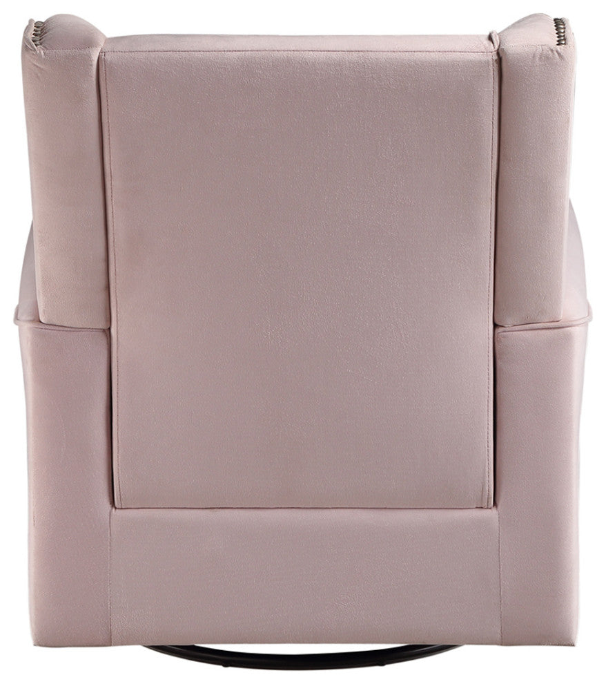 Swivel Chair With Nailhead Trim, Pink