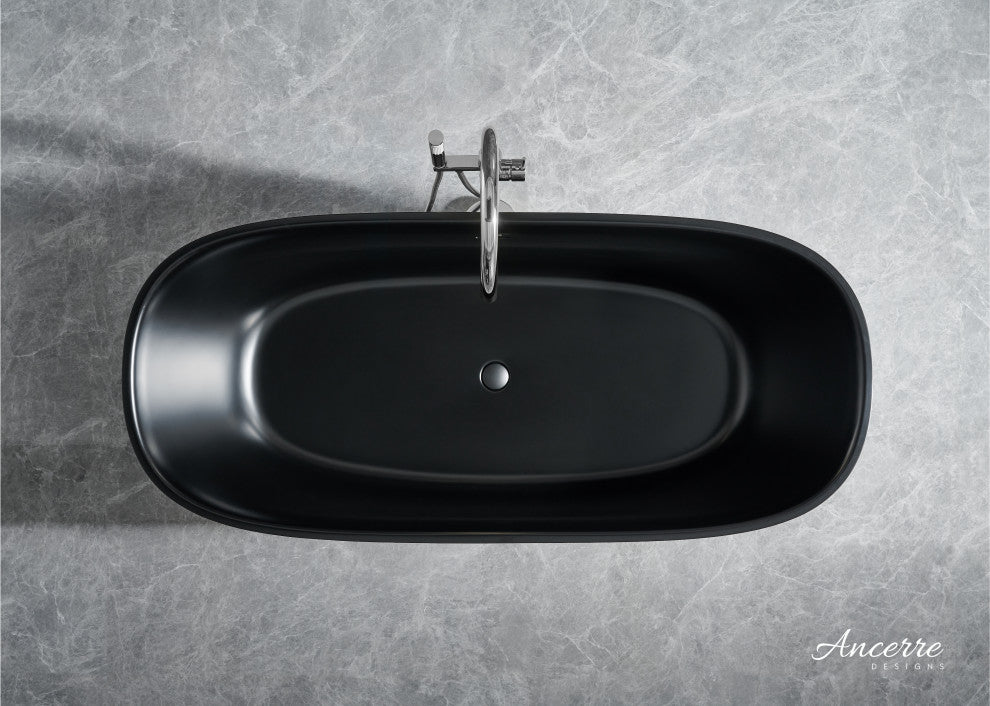 Fiore 67" Freestanding Solid Surface Bathtub, Black