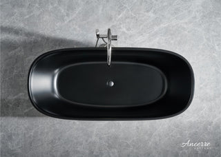 Fiore 67" Freestanding Solid Surface Bathtub, Black