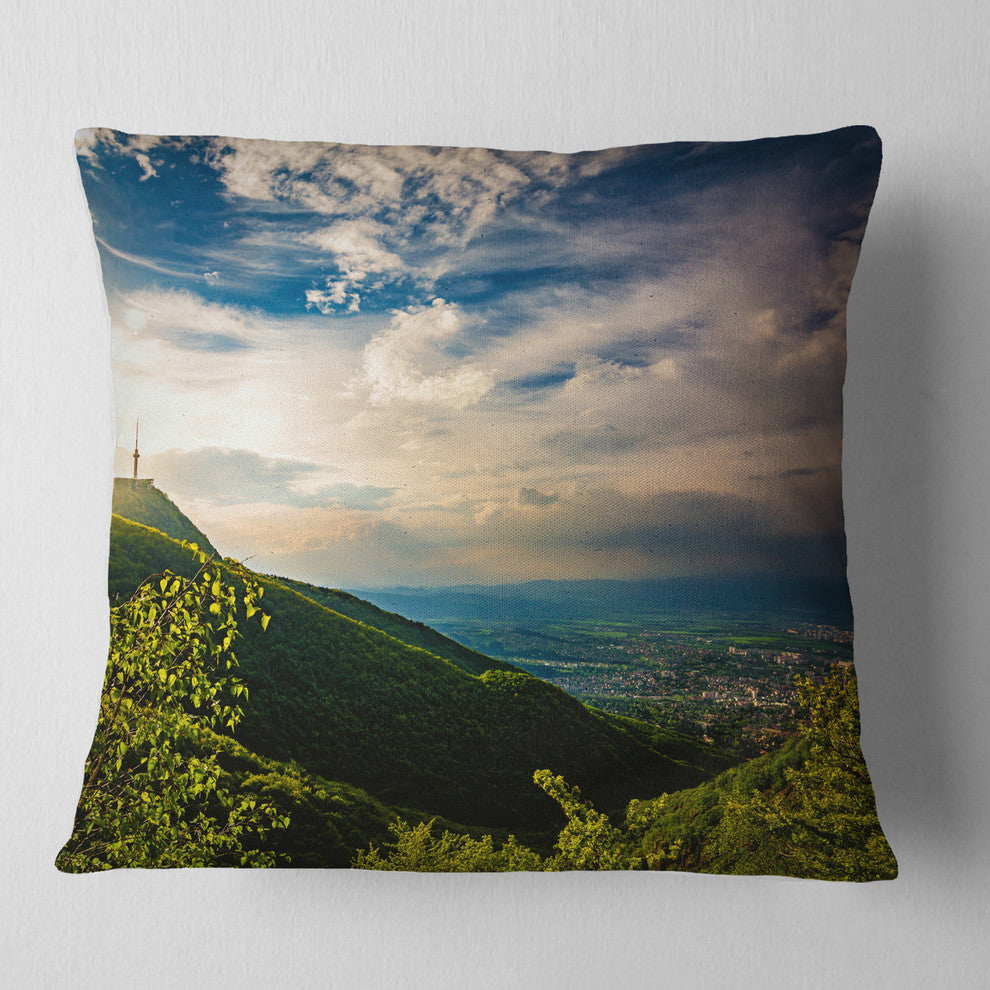 Vitosha Mountain over Sofia Bulgaria Landscape Printed Throw Pillow, 16"x16"