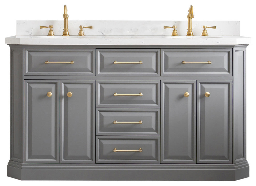 60" Palace Collection With Hardware, Satin Brass Finish, Cashmere Gray, F2-0012