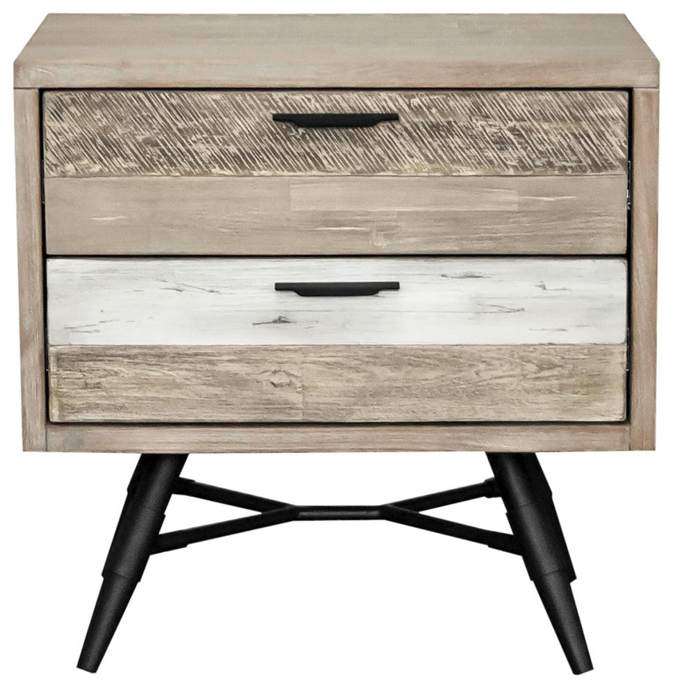 Bridges 2 Drawer Nightstand , Two Tone Acacia Wood
