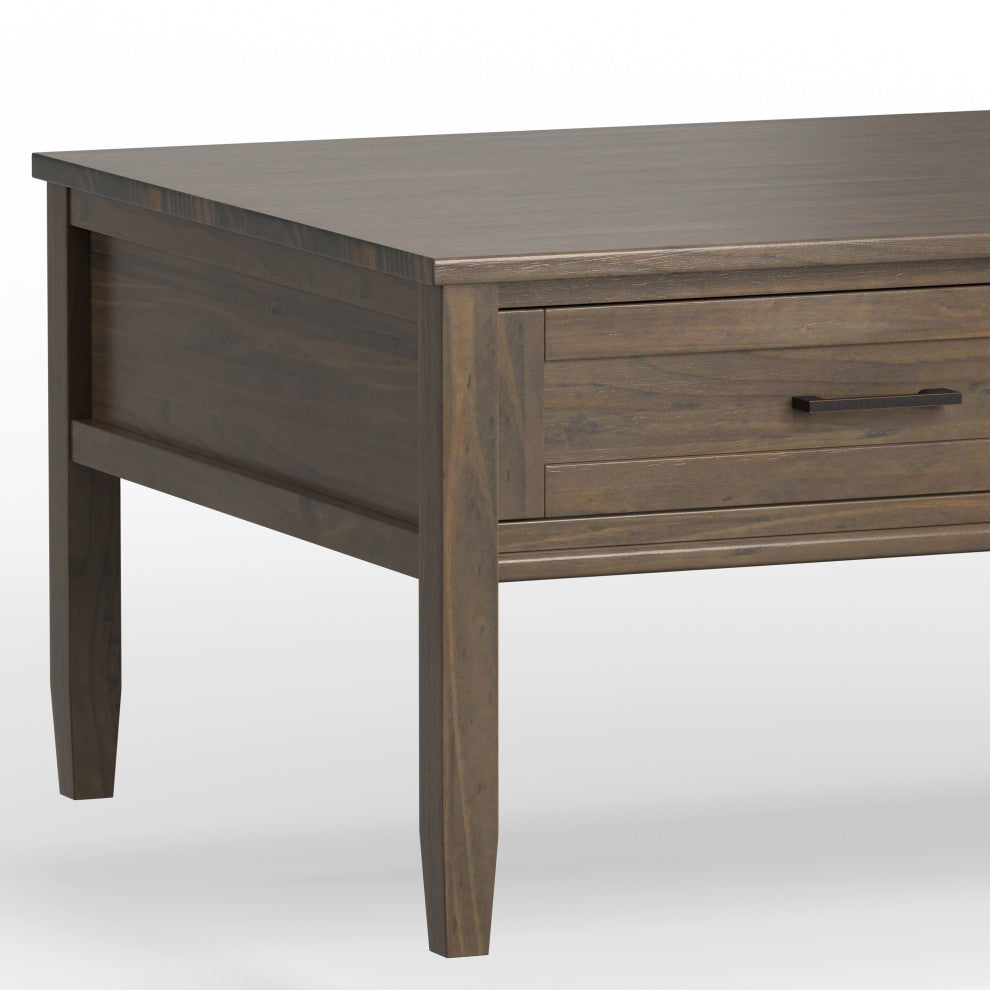 Ela Solid Wood Lift Top Coffee Table, Smoky Brown
