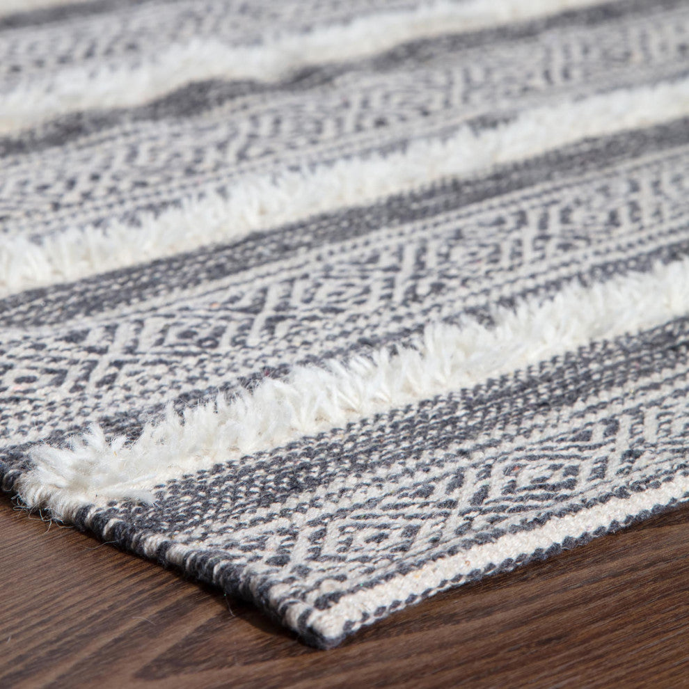 Corrina Charcoal Gray and Natural Cotton Rug, 4''x6''