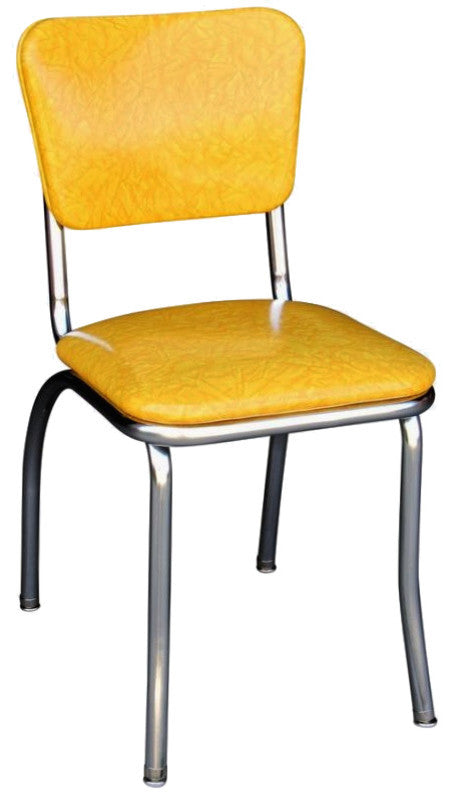 Retro Home Upholstered Dining Chair, Cracked Ice Yellow