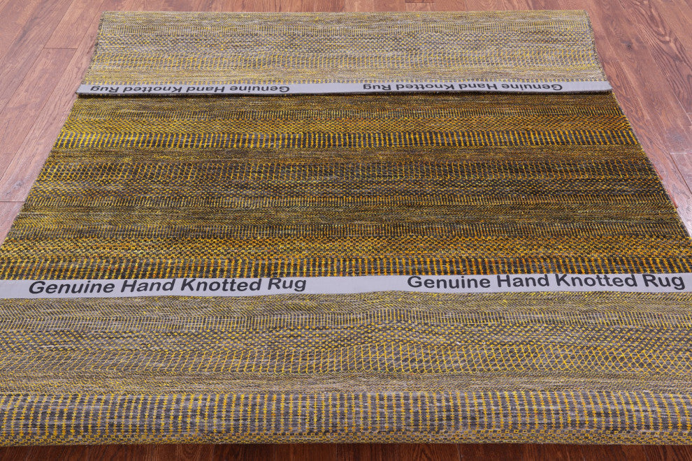 6' 1" X 9' 1" Super Savannah Gabbeh Wool and Silk Hand-Knotted Rug Q11910