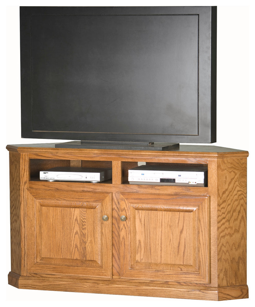 56" Corner Entertainment Console, Persimmon Oak