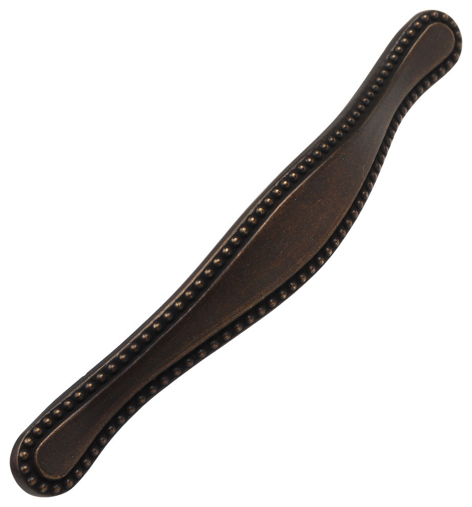3" Center Beaded Cabinet Hardware Pull, Antique Brass, Set of 3