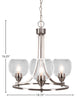 Paramount Uplight 3-Light Chandelier, Brushed Nickel, 5.75" Clear Bubble Glass