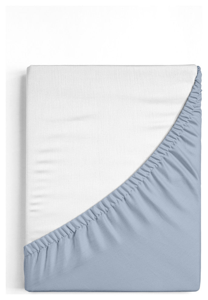 Organic Cotton Fitted Sheet, Light Blue, Queen, 60"x80"